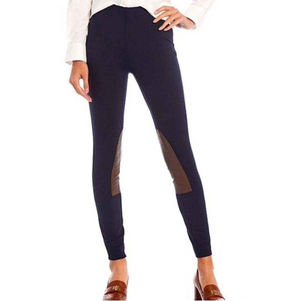 Polo Ralph Lauren Women Navy Blue Riding Pants with Suede Knee Patches Medium
